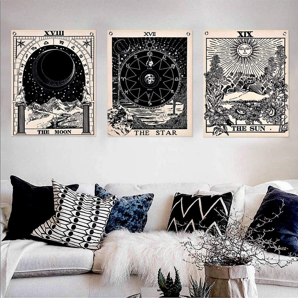 🌙☀️Sun Moon and Stars Wall Art Tapestry Set☀️🌙